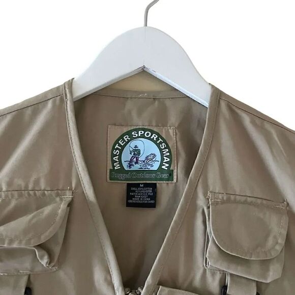 NWT Master Sportsman Khaki Utility Versatile Sporty Fishing Hiking Outdoar Vest - Picture 2 of 9